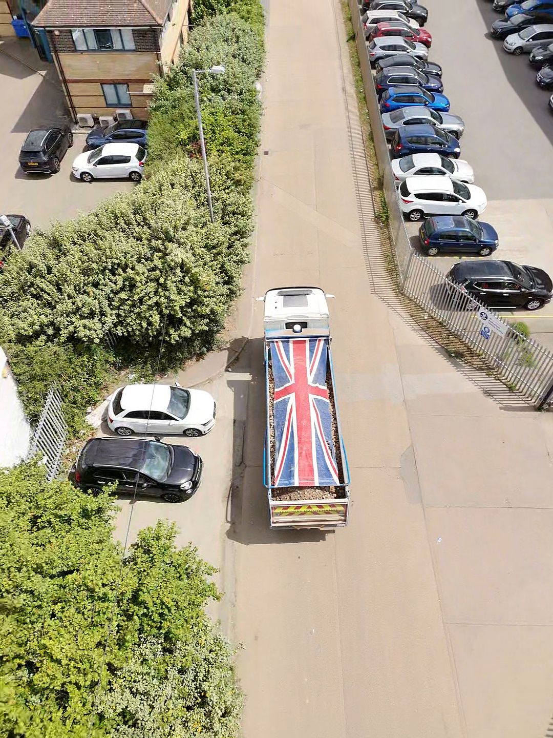 Aerial view of Westminster Waste tipper in transit